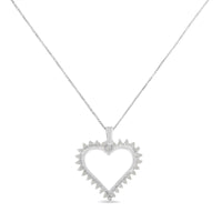 .925 Sterling Silver 1/4 cttw 3-Prong Diamond Open Heart 18