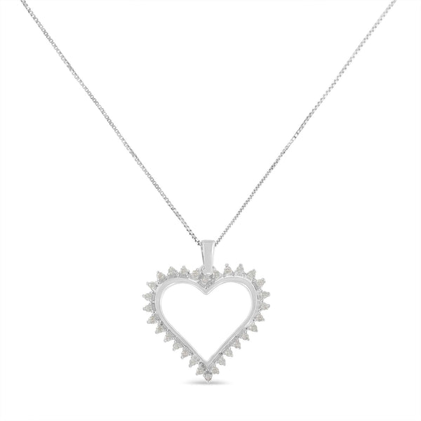 .925 Sterling Silver 1/4 cttw 3-Prong Diamond Open Heart 18