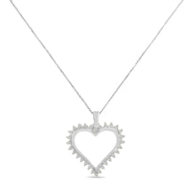 .925 Sterling Silver 1/4 cttw 3-Prong Diamond Open Heart 18" Pendant Necklace (I-J Color, I3 Clarity)-1