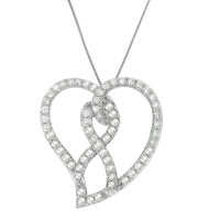 14K White Gold 1.0 Cttw White Diamond Awareness Ribbon & Open Heart 18