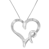 .925 Sterling Silver Heart Shaped Pendant Necklace-1 thumbnail 2