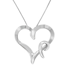 .925 Sterling Silver Heart Shaped Pendant Necklace-1