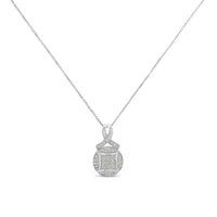 .925 Sterling Silver 1/3 cttw Diamond Ribbon and Circle Cluster 18