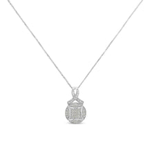 .925 Sterling Silver 1/3 cttw Diamond Ribbon and Circle Cluster 18" Pendant Necklace (I-J Color, I3 Clarity)-1