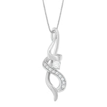Espira 10K White Gold 1/5 cttw Round Cut Diamond Swirl Pendant Necklace (J-K, I1-I2)-1