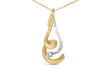 Espira 10K Two-Tone Gold 1/10 cttw Round Cut Diamond Swirl Pendant Necklace (I-J, I2-I3)-1