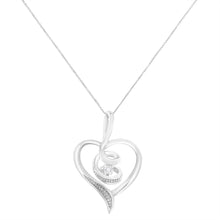 Espira 10K White Gold .03 Cttw Diamond-Accented Round-Cut Diamond Swirl Open Heart 18" Pendant Necklace (I-J Color, I2-I3 Clarity)-1