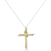 Espira 10K Two-Tone Yellow & White Gold Diamond-Accented Cross 18