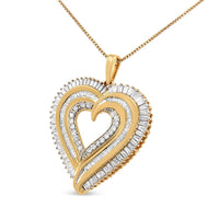 .925 Sterling Silver 1 1/2 Cttw Baguette Diamond Composite Heart 18