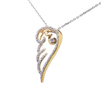 10K Yellow Gold over .925 Sterling Silver 1/4 Cttw Diamond Angel Wing 18
