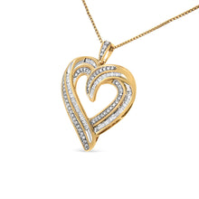 .925 Sterling Silver 3/4 Cttw Round and Baguette-Cut Diamond Open Heart 18" Pendant Necklace (I-J Color, I2-I3 Clarity)-3