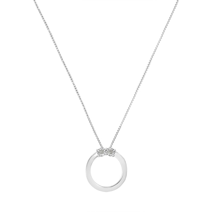 .925 Sterling Silver 1/10 Cttw Diamond Miracle-Set 2 Stone 'Together Forever' Open Circle 18