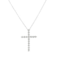 .925 Sterling Silver 1/6 Cttw Brilliant-Cut Diamond Miracle-Set Shared Prong Cross 18" Pendant Necklace (I-J Color, I2-I3 Clarity)-1