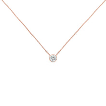 10K Rose Gold 1/5 Carat Round Brilliant-Cut Diamond Modern Bezel-Set Solitaire 16"-18" Pendant Necklace (H-I Color, SI2-I1 Clarity)-1