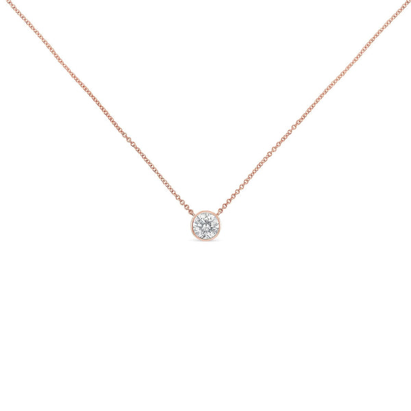 10K Rose Gold 3/10 Carat Round Brilliant-Cut Diamond Modern Bezel-Set Solitaire 16