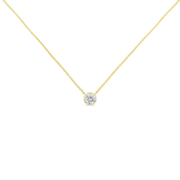 10K Yellow Gold 3/10 Carat Round Brilliant-Cut Diamond Modern Bezel-Set Solitaire 16