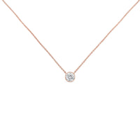 10K Rose Gold 1/2 Carat Round Brilliant-Cut Diamond Modern Bezel-Set Solitaire 16