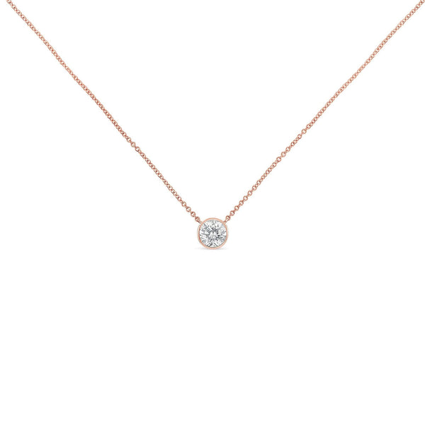 10K Rose Gold 1/2 Carat Round Brilliant-Cut Diamond Modern Bezel-Set Solitaire 16
