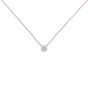 10K Rose Gold 1/2 Carat Round Brilliant-Cut Diamond Modern Bezel-Set Solitaire 16