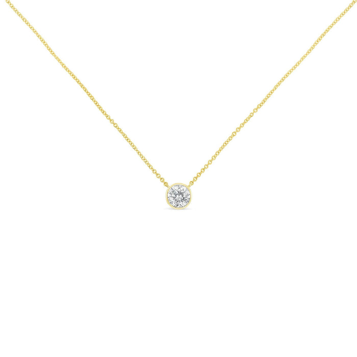 10K Yellow Gold 1/2 Carat Round Brilliant-Cut Diamond Modern Bezel-Set Solitaire 16