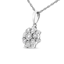 .925 Sterling Silver 1/4 cttw Diamond Floral Cluster Pendant Necklace (I-J, I2-I3)-1