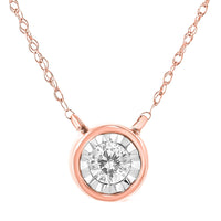 10K Gold Round Brilliant-Cut Diamond Modern Bezel-Set Solitaire Pendant Necklace (J-K Color, I2-I3 Clarity) - 16