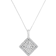 10KT White Gold 1/2 cttw Diamond Square Pendant Necklace (I-J Color, I2-I3 Clarity)-1