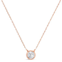 AGS Certified 10K Gold Bezel Set Round Diamond Solitaire 16-18