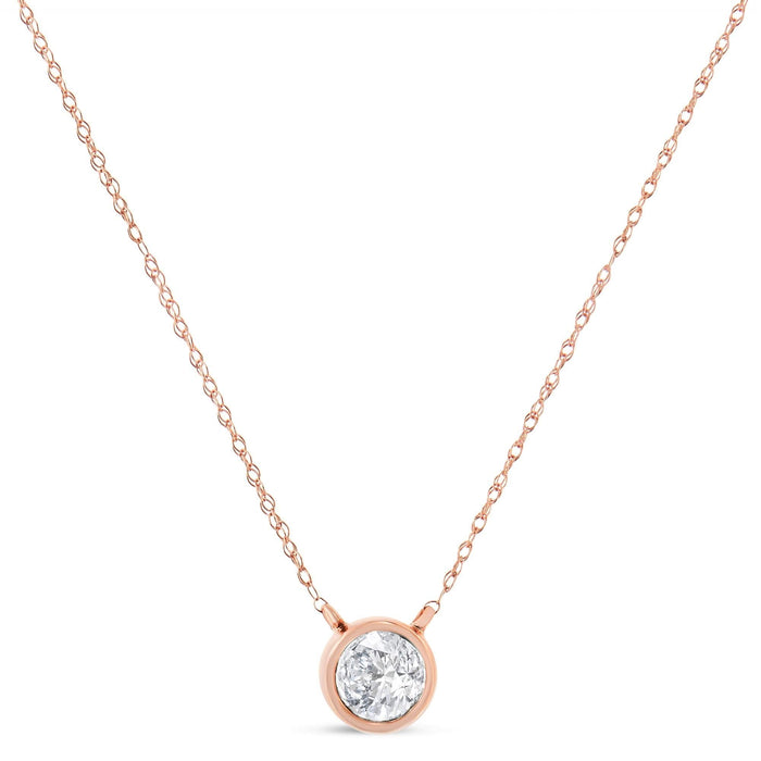 AGS Certified 10K Gold Bezel Set Round Diamond Solitaire 16-18
