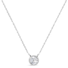 AGS Certified 10K Gold Bezel Set Round Diamond Solitaire 16-18" Adjustable Pendant Necklace (H-I Color, SI1-SI2 Clarity)-3