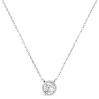 10K White Gold 1/3 Cttw Round-Cut Diamond Bezel 18