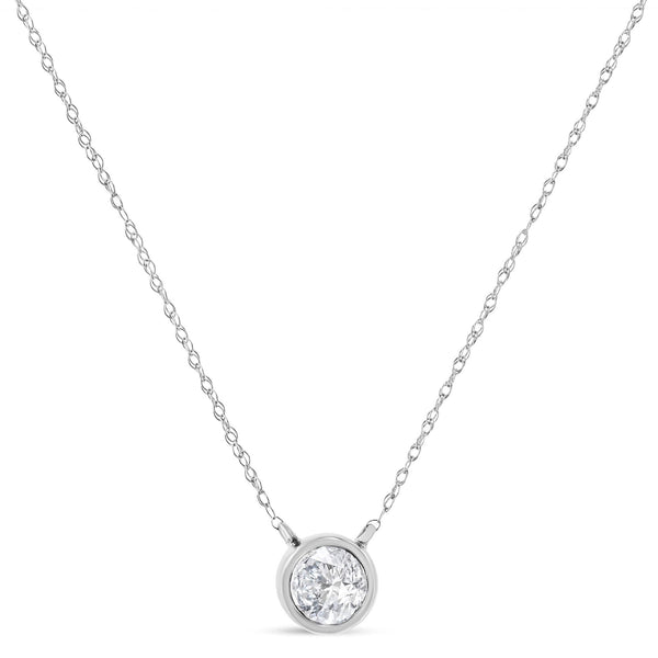 AGS Certified 10K Gold Bezel Set Round Diamond Solitaire 16-18