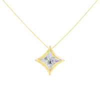 10K Gold 1/10 Cttw Bezel Set Solitaire Princess Cut Diamond Kite Shaped Pendent Necklace - 18