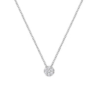 14K White Gold 1/4 Cttw Shared Prong Set Round-Ct Diamond 7 Stone Floral Cluster 18