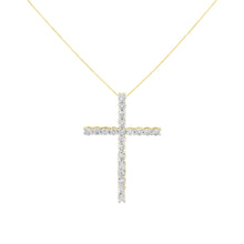 10K Yellow Gold Plated .925 Sterling Silver 4.0 Cttw Round Cut Diamond Cross Pendant Necklace (J-K Color, I1-I2 Clarity) - 18"-1