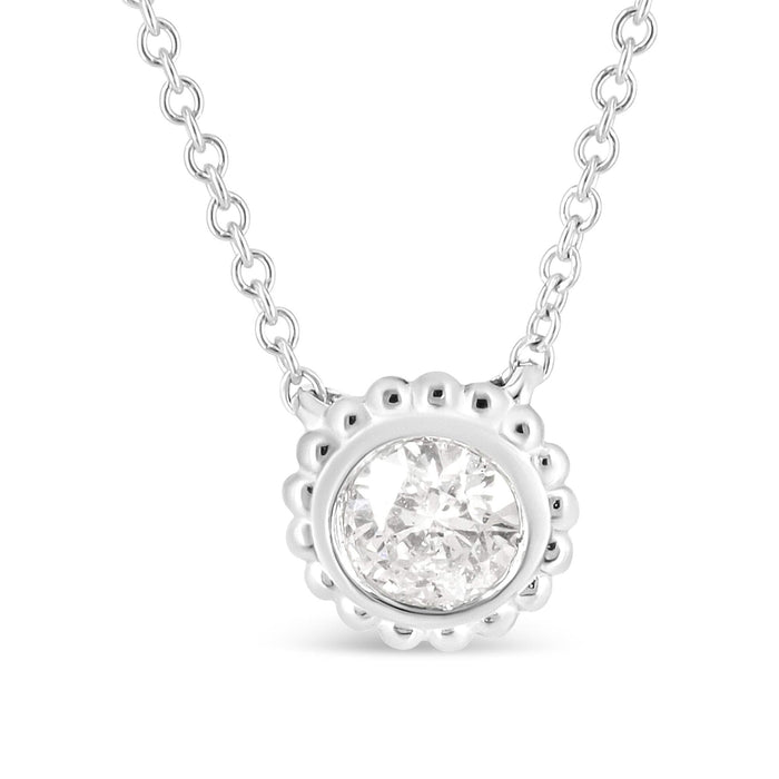 10K White Gold 1/2 Cttw Bezel Set Round Diamond Sunflower Finish 18