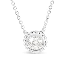 10K White Gold 1/2 Cttw Bezel Set Round Diamond Sunflower Finish 18" Pendant Necklace (I-J Color, I1-I2 Clarity)-1