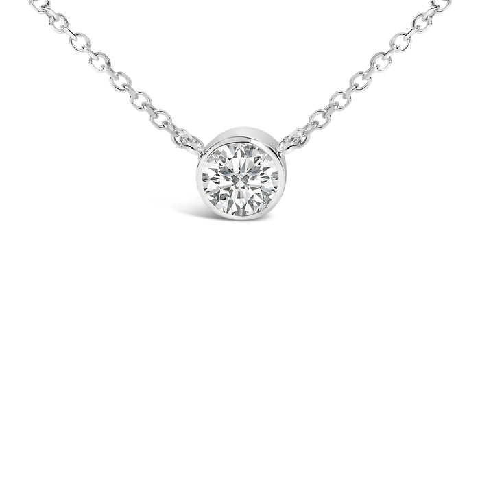 14K White Gold 1.00 Cttw Bezel Set Round Lab-Grown Diamond Solitaire 18