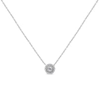 .925 Sterling Silver 1/2 Cttw Round Diamond Halo Circle Pendant 18