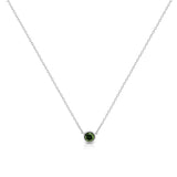 .925 Sterling Silver 1/5 Cttw Treated Green Diamond Solitaire Bezel 18