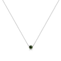 .925 Sterling Silver 1/5 Cttw Treated Green Diamond Solitaire Bezel 18
