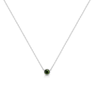 .925 Sterling Silver 1/5 Cttw Treated Green Diamond Solitaire Bezel 18