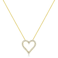 14K Yellow Gold Plated .925 Sterling Silver 2.00 Cttw Shared Prong-Set Round Brilliant-Cut Diamond Open Heart 18