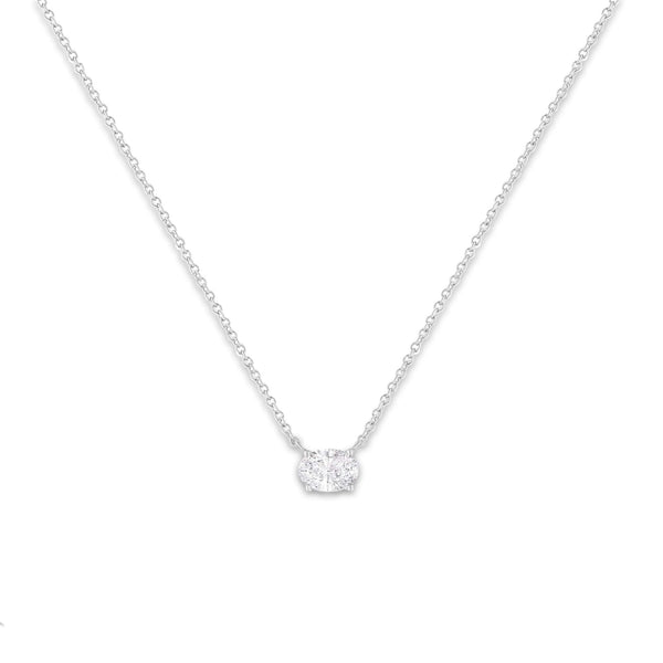 IGI Certified 14k White Gold 1/2 cttw Lab Grown Oval Shape Solitaire Diamond East West 18