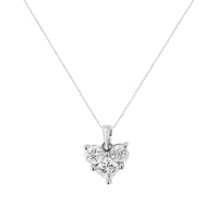 10K White Gold 1.0 Cttw Round-Cut and Princess-Cut Diamond Heart Shaped 18
