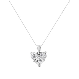10K White Gold 1.0 Cttw Round-Cut and Princess-Cut Diamond Heart Shaped 18