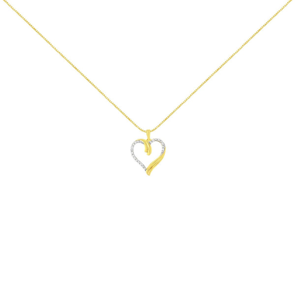 10K Yellow Gold Plated .925 Sterling Silver 1/10 cttw Diamond Open Heart 18