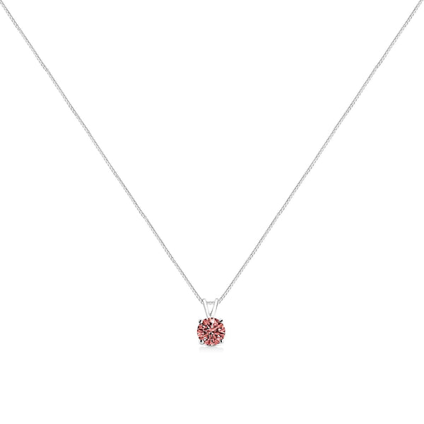 14K White Gold 1/2 Cttw Round Brilliant Cut Lab Grown Diamond 4 Prong Solitaire Pendant Necklace