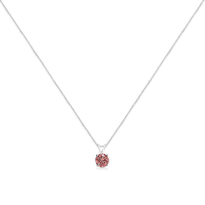 14K White Gold 1/2 Cttw Round Brilliant Cut Lab Grown Diamond 4 Prong Solitaire Pendant Necklace