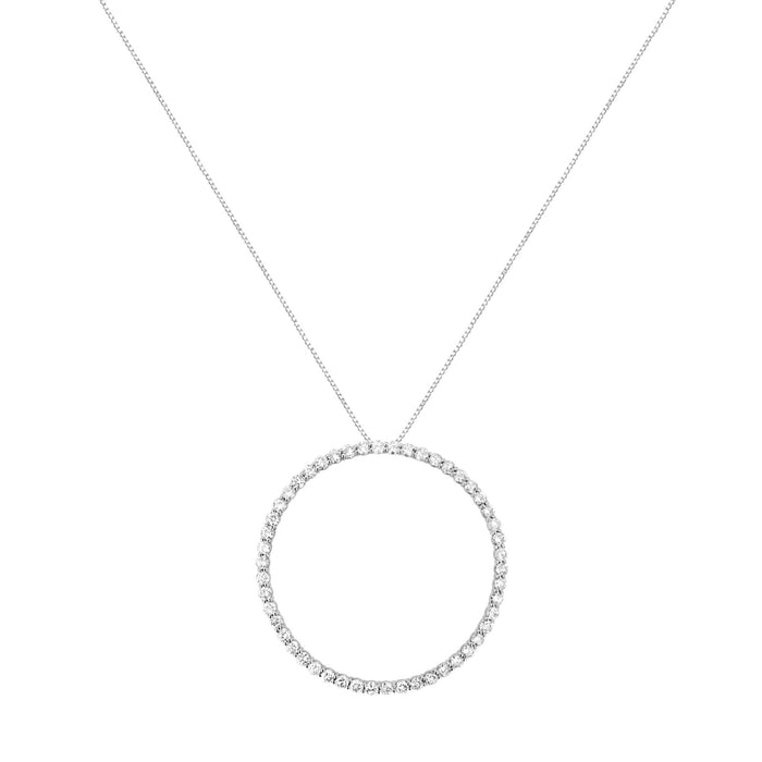 .925 Sterling Silver 4 cttw Prong Set, Round-Cut Diamond Open Circle Hoop 18